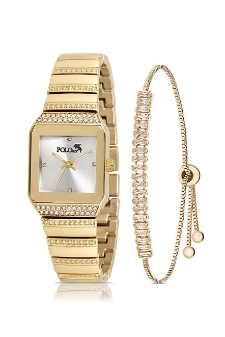Vintage Kare Kadın Kol Saati Zirkon Taşlı Baget Bileklik Gold Pl-1488B1 Gold Pl-1488B1