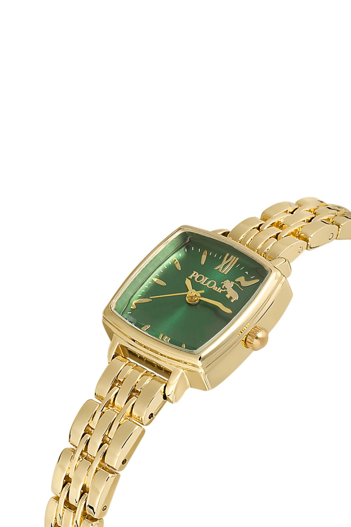 Vintage Kadın Kol Saati Zirkon Taşlı Kartanesi Bileklik Kombin Gold Yeşil Pl-1495B3 Gold-Yeşil Pl-1495B3