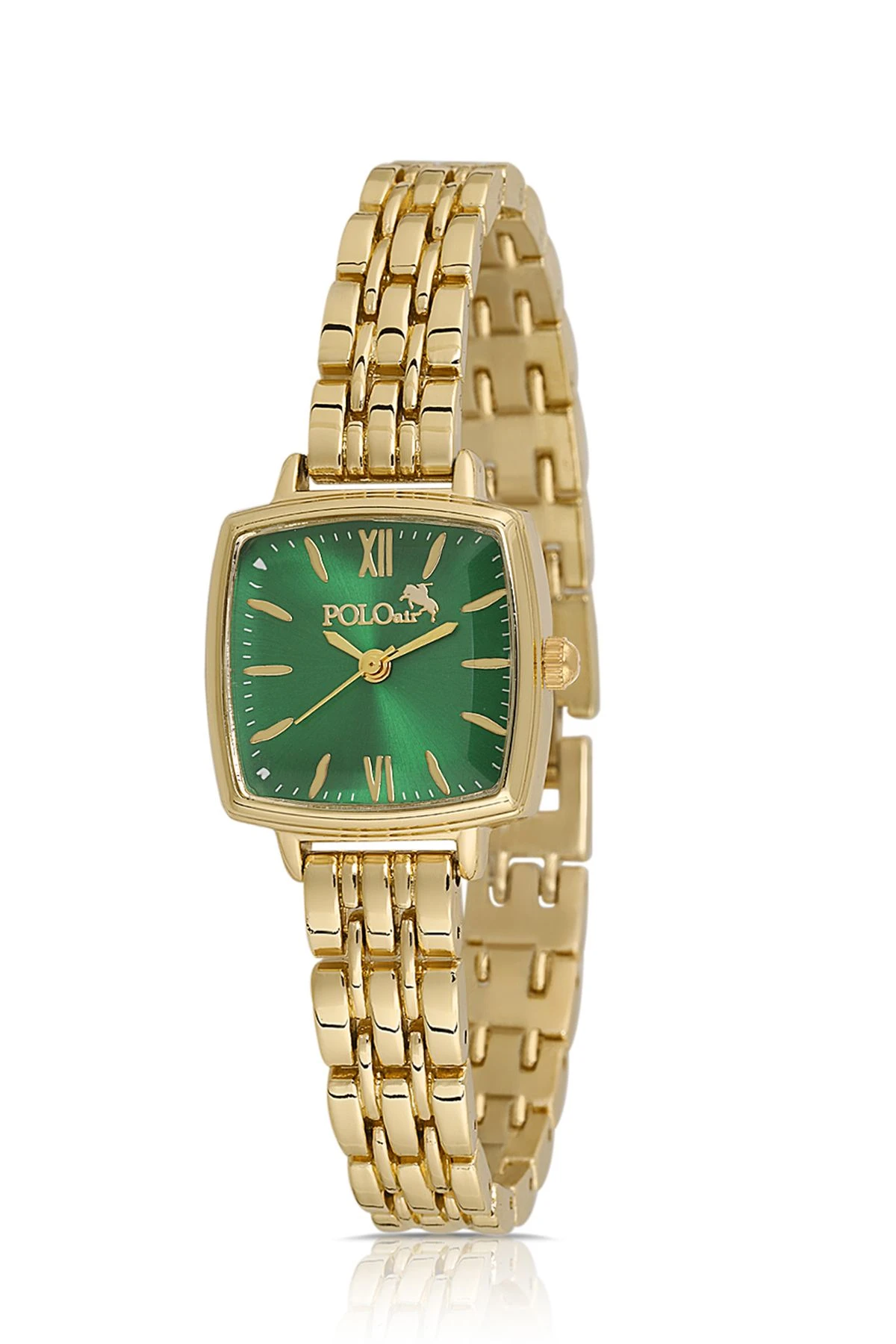 Vintage Kadın Kol Saati Zirkon Taşlı Kartanesi Bileklik Kombin Gold Yeşil Pl-1495B3 Gold-Yeşil Pl-1495B3