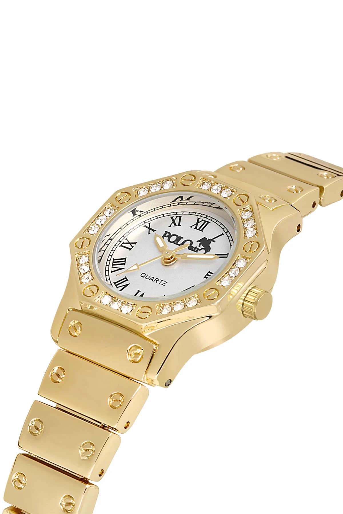 Vintage Kadın Kol Saati Zirkon Taşlı Su Yolu Bileklik Kombin Gold Renk Pl-1502Bb1 Gold Pl-1502B1