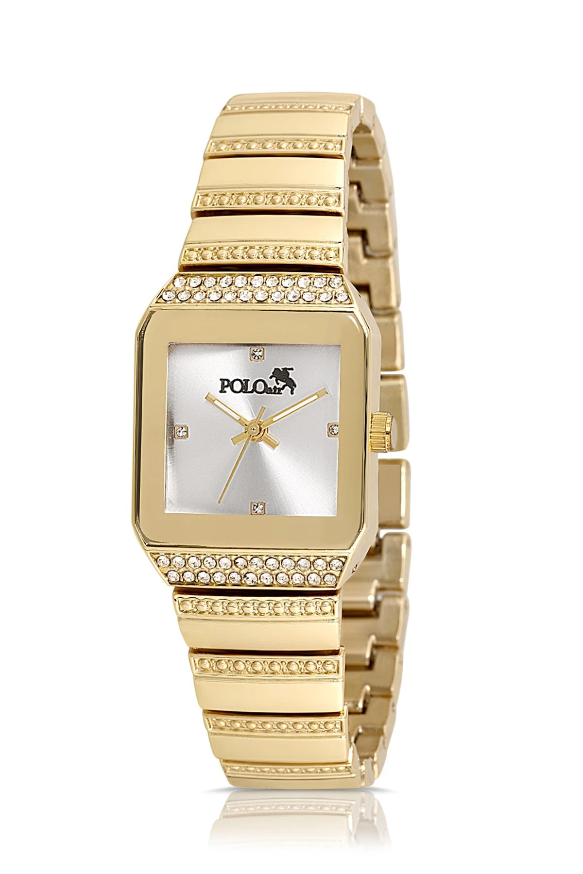Vintage Kare Kadın Kol Saati Zirkon Taşlı Baget Bileklik Gold Pl-1488B1 Gold Pl-1488B1