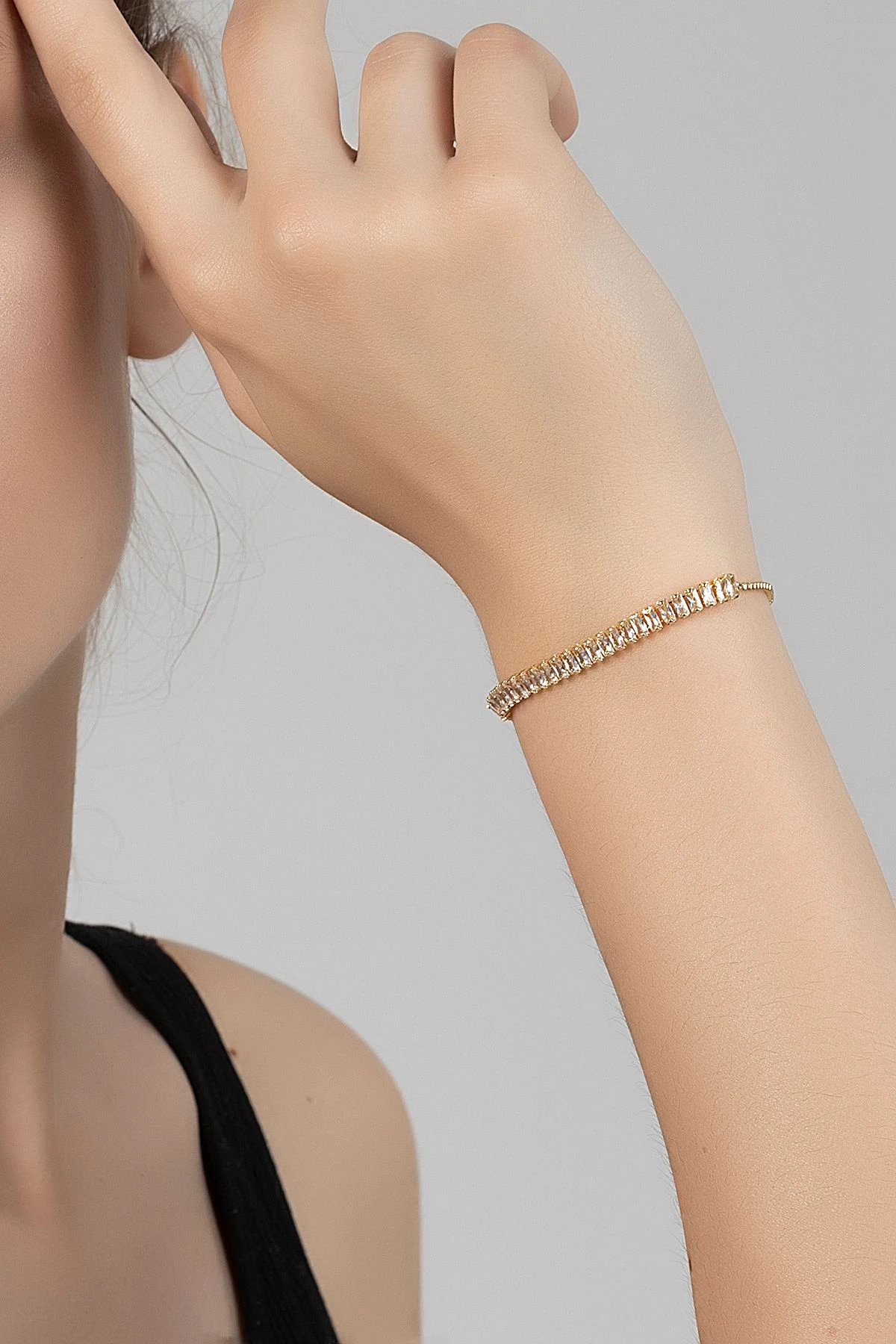 Vintage Kare Kadın Kol Saati Zirkon Taşlı Baget Bileklik Gold-Yeşil Pl-1488B3 Gold-Yeşil Pl-1488B3
