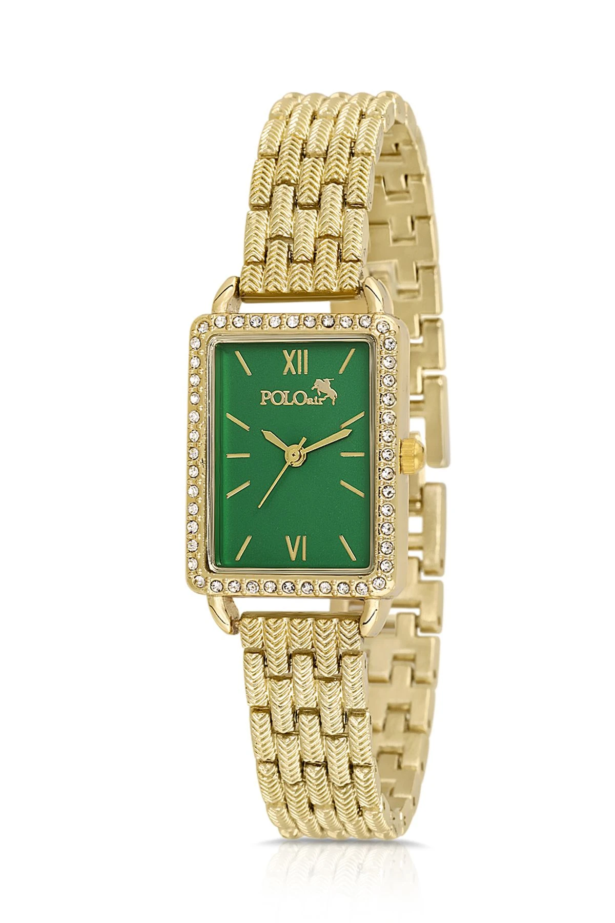 Vintage Tek Sıra Lüx Taşlı Kadın Kol Saati Gold-Yeşil Pl-1486B3X Gold-Yeşil Pl-1486B3X