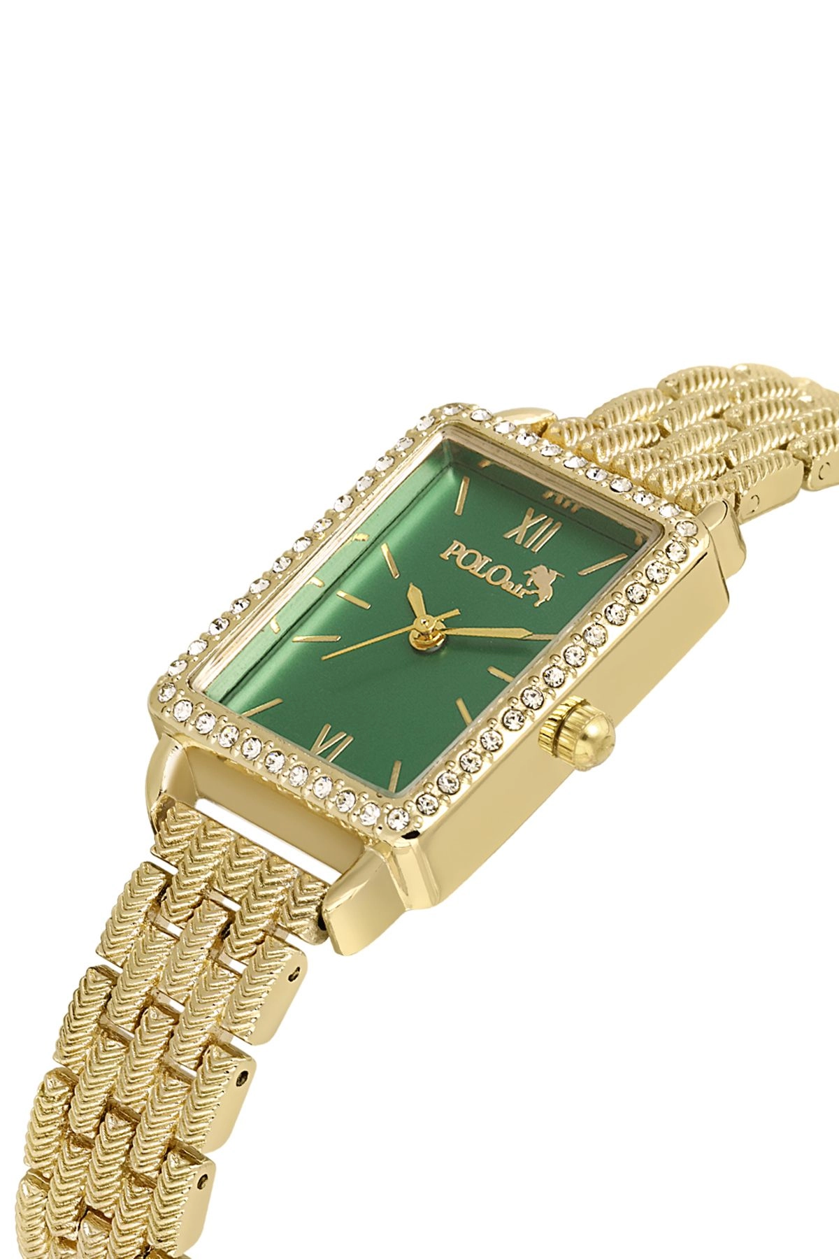 Vintage Tek Sıra Lüx Taşlı Kadın Kol Saati Gold-Yeşil Pl-1486B3X Gold-Yeşil Pl-1486B3X