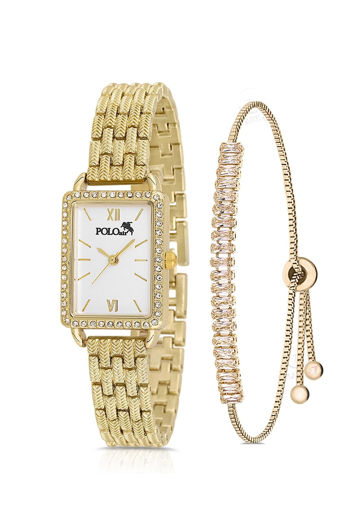 Vintage Tek Sıra Lüx Taşlı Kadın Kol Saati Zirkon Taşlı Baget Bileklik Renk Gold Pl-1486B1 Gold Pl-1486B1