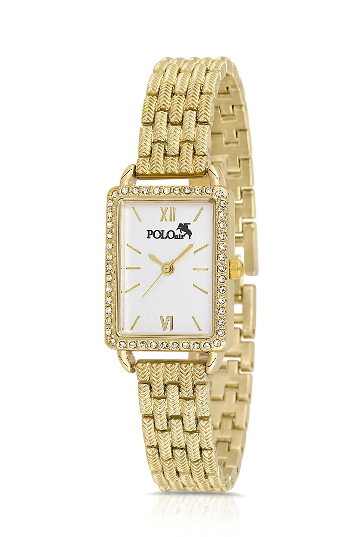 Vintage Tek Sıra Lüx Taşlı Kadın Kol Saati Zirkon Taşlı Baget Bileklik Renk Gold Pl-1486B1 Gold Pl-1486B1