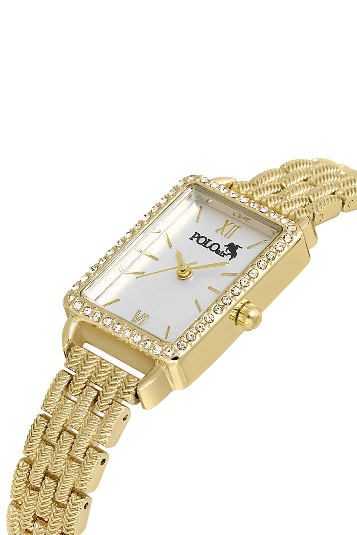 Vintage Tek Sıra Lüx Taşlı Kadın Kol Saati Zirkon Taşlı Baget Bileklik Renk Gold Pl-1486B1 Gold Pl-1486B1