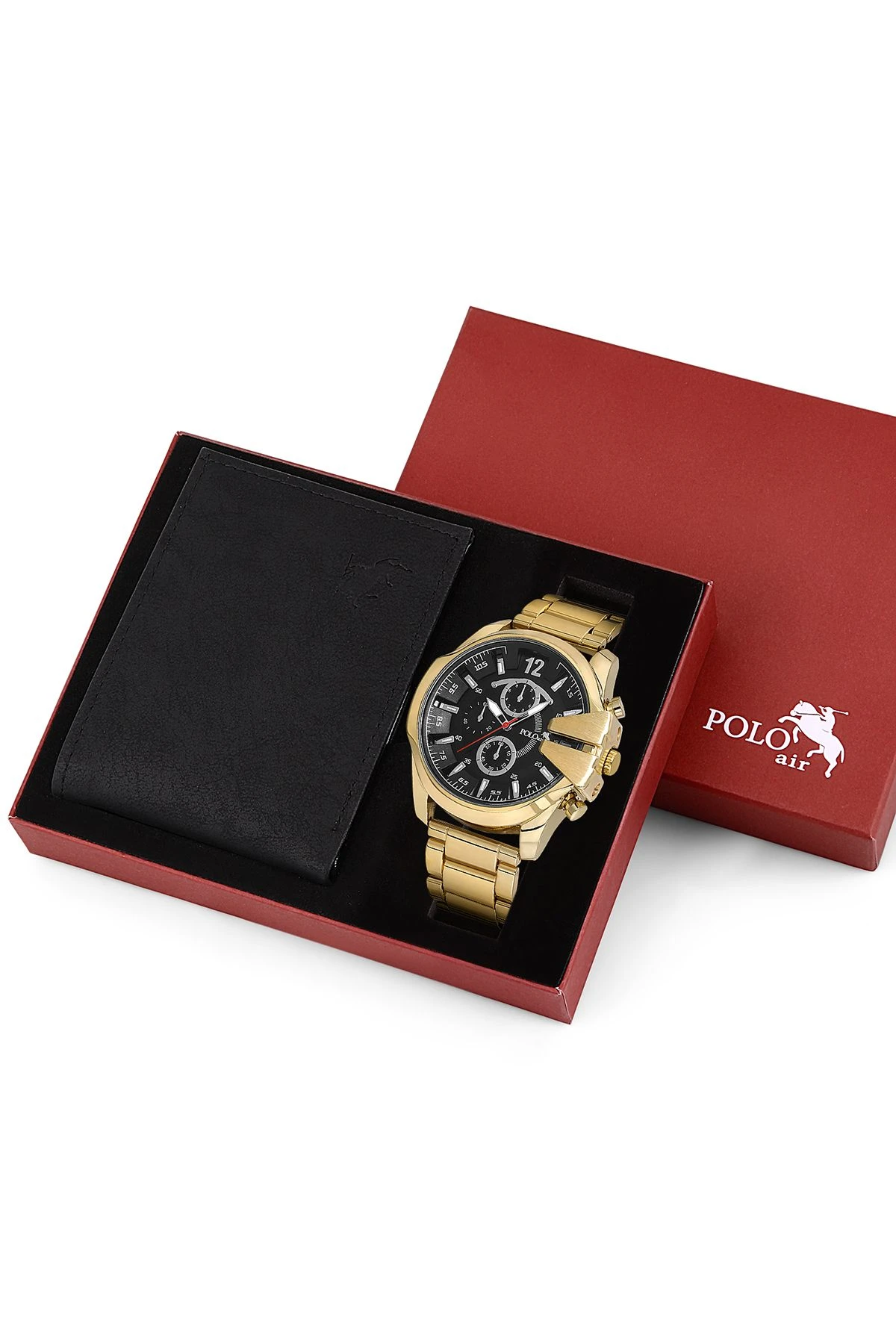 Erkek Kol Saati Cüzdan Özel Kutusunda Hediyelik Set Gold Pl-0885E1 Gold Pl-0885E1