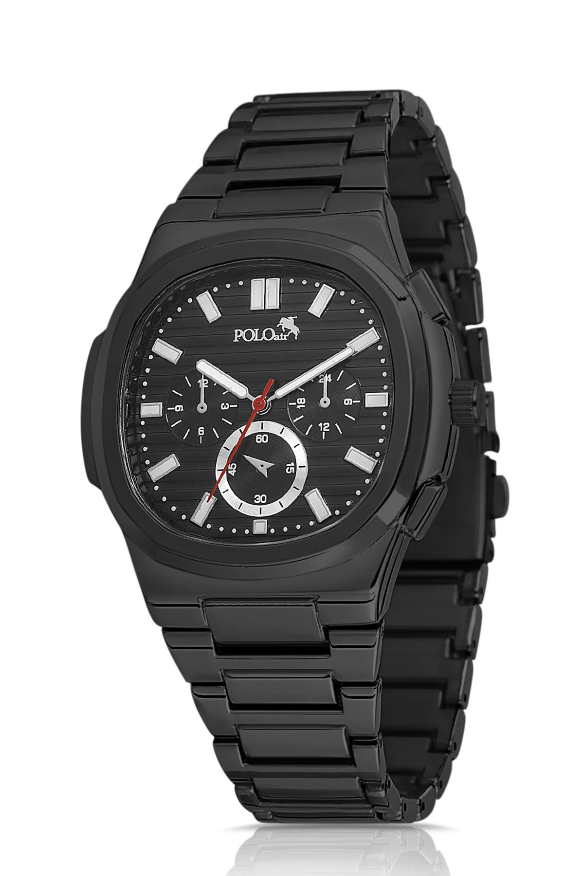 Metal Kordon Erkek Kol Saati Cüzdan Kemer Kartlık Kombin Set Siyah Renk Pl-0925E1 Siyah Pl-0925E1