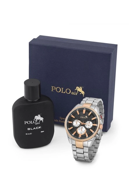 Erkek Kol Saati Ve Parfüm Seti Hediyelik Kutusunda Kombin Gümüş Bakır Renk Pl-0911E6 Gümüş-Bakır Pl-0911E6