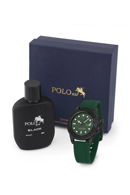 Mercan Takvim Erkek Kol Saati Ve Parfüm Seti Hediyelik Kutusunda Set Yeşil Siyah Pl-0943E4 Yeşil-Siyah Pl-0943E4