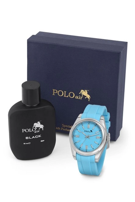 Silikon Erkek Kol Saati Ve Parfüm Seti Hediyelik Kutusunda Kombin Gümüş Mavi Renk Pl-0948E8 Mavi Pl-0948E8