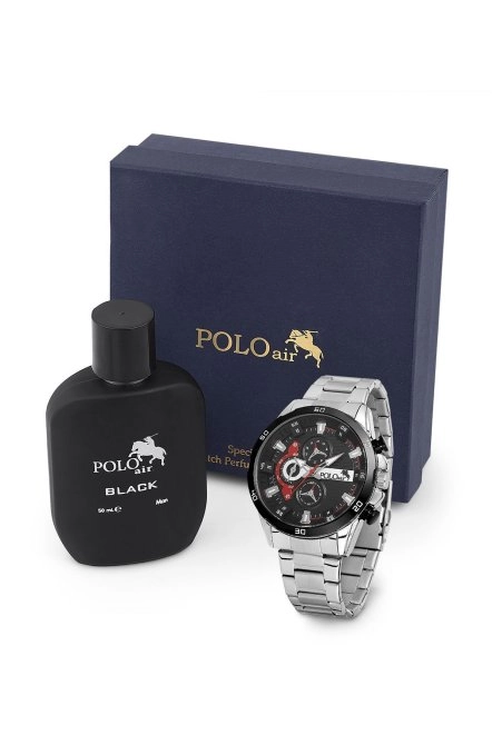 Erkek Kol Saati Ve Parfüm Seti Hediyelik Kutusunda Kombin Gümüş-Kırmızı Pl-0896E3 Gümüş-Kırmızı Pl-0896E3