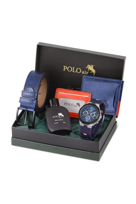 Erkek Set Kombin Kemer Cüzdan Kartlık Parfüm Kol Saati Hediyelik Kutusunda Lacivert Set Pl-0973E2 Lacivert Pl-0973E2