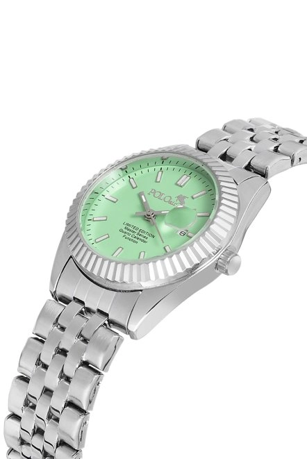 Mercan Takvimli Tek Sıra Kadın Kol Saati Gümüş Yeşil Renk Pl-1519B4X Gümüş-Yeşil Pl-1519B4X
