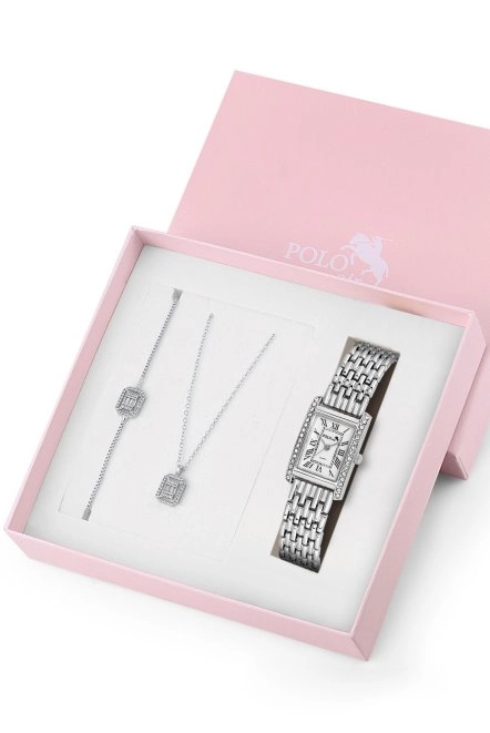 Vintage Kadın Kol Saati Zirkon Taşlı Kolye Ve Bileklik Özel Kombin Set Gümüş Renk St-2150S2 Gümüş St-2150S2