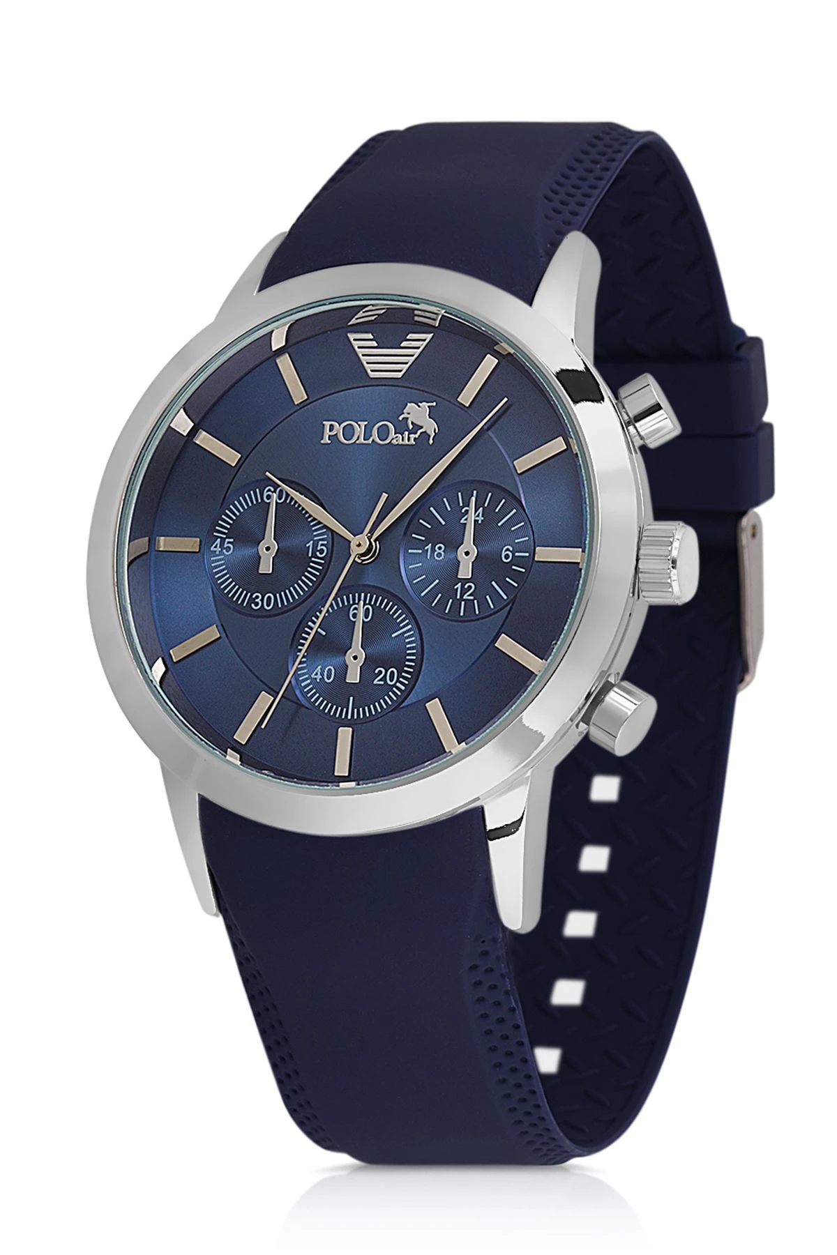 Kauçuk Kordon Metal Kasa Erkek Kol Saati Lacivert Gümüş Renk Pl-0984E2X Lacivert-Gümüş Pl-0984E2X