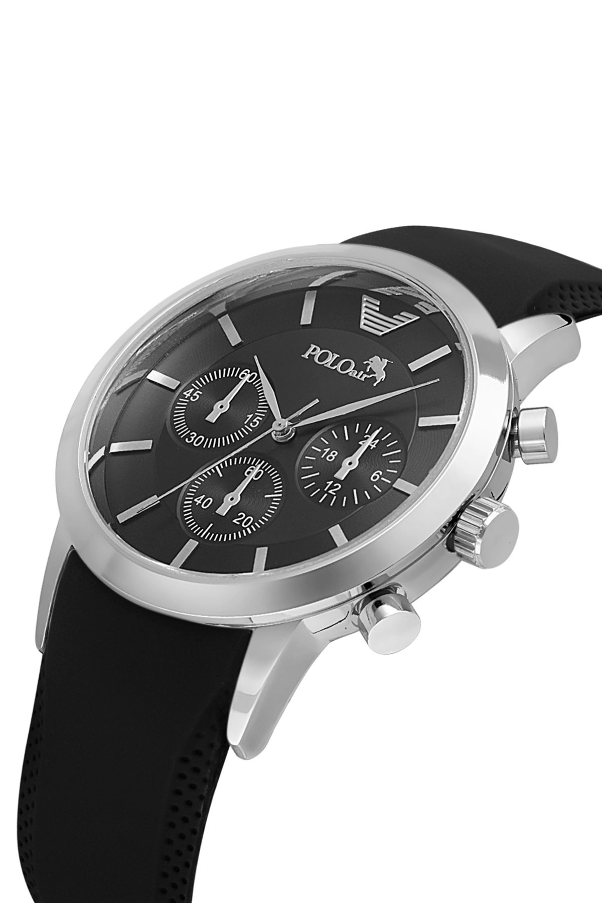 Kauçuk Kordon Metal Kasa Erkek Kol Saati Siyah Gümüş Renk Pl-0984E4X Siyah-Gümüş Pl-0984E4X
