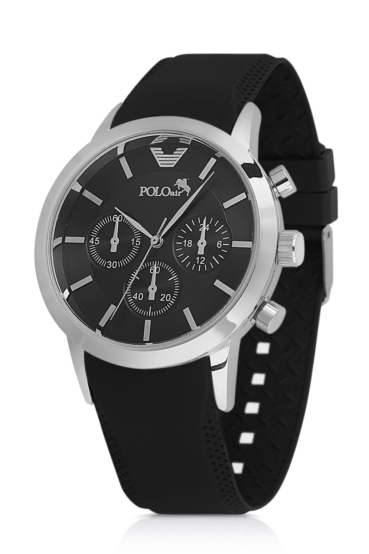 Kauçuk Kordon Metal Kasa Erkek Kol Saati Siyah Gümüş Renk Pl-0984E4X Siyah-Gümüş Pl-0984E4X