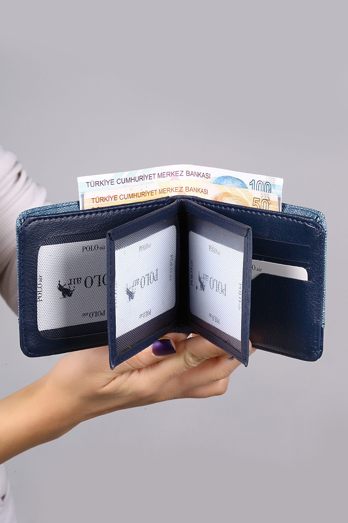 Klasik Erkek Kol Saati Cüzdan Kemer Kartlık Set Kombin Gümüş Lacivert Renk Pl-0997E2 Lacivert-Gümüş Pl-0997E2
