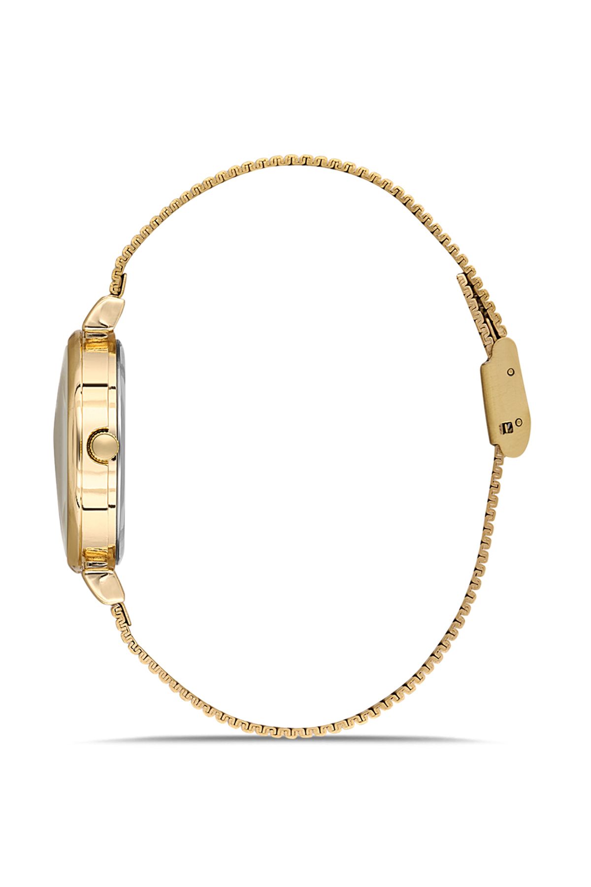 Klasik Kadın Kol Saati Zirkon Taşlı Yuvarlak Bileklik Kombin Gold Pembe Renk Pl-1554B10 Pembe-Gold Pl-1554B10