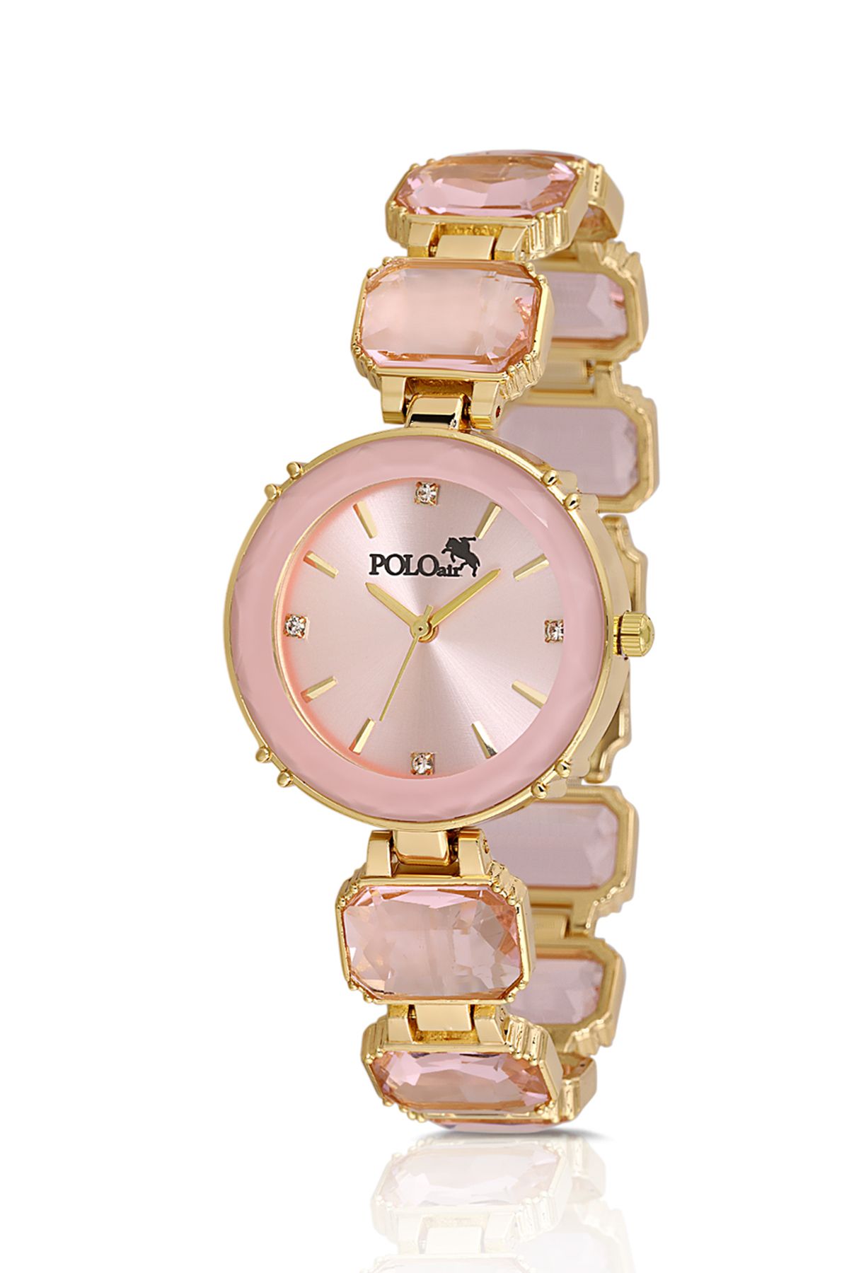 Lüx Taşlı Kadın Kol Saati Parfüm Bordo Hediyelik Kutsunda Set Pembe Gold Renk St-2173S3 Pembe-Gold St-2173S3