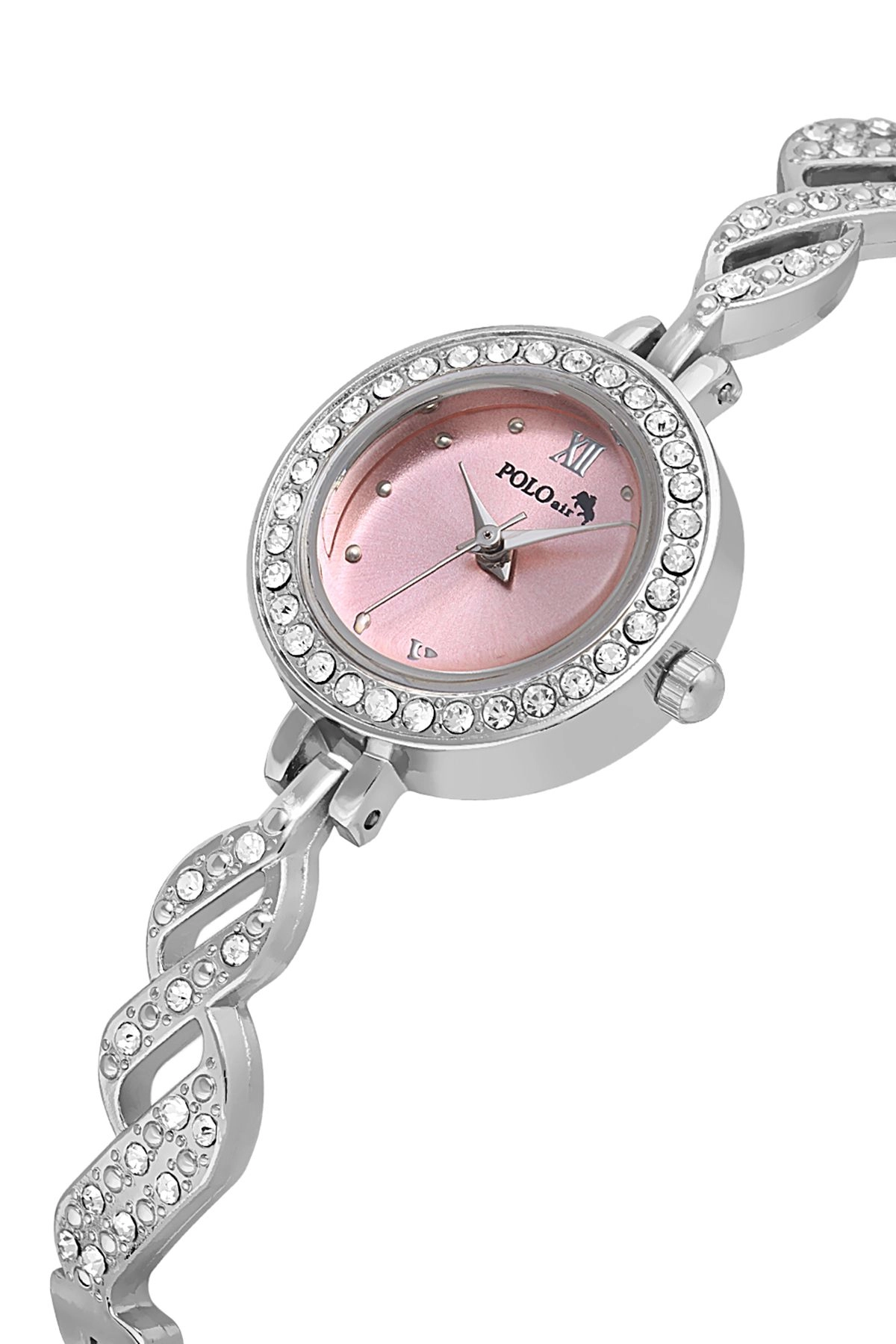 Lüx Taşlı Zarif Vintage Kadın Kol Saati Gümüş Pembe Renk Pl-1538B4X Pembe-Gümüş Pl-1538B4X