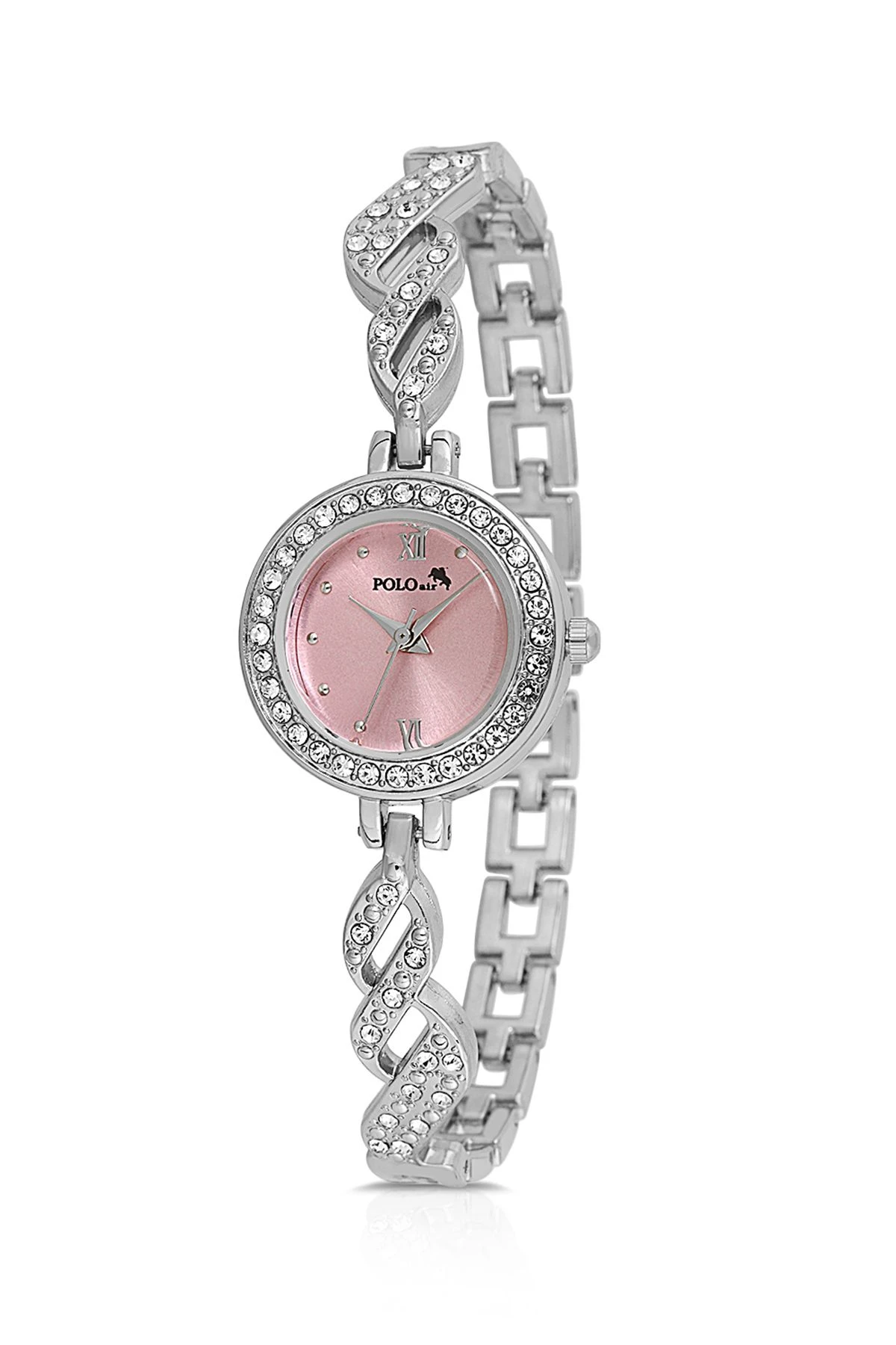 Lüx Taşlı Zarif Vintage Kadın Kol Saati Gümüş Pembe Renk Pl-1538B4X Pembe-Gümüş Pl-1538B4X
