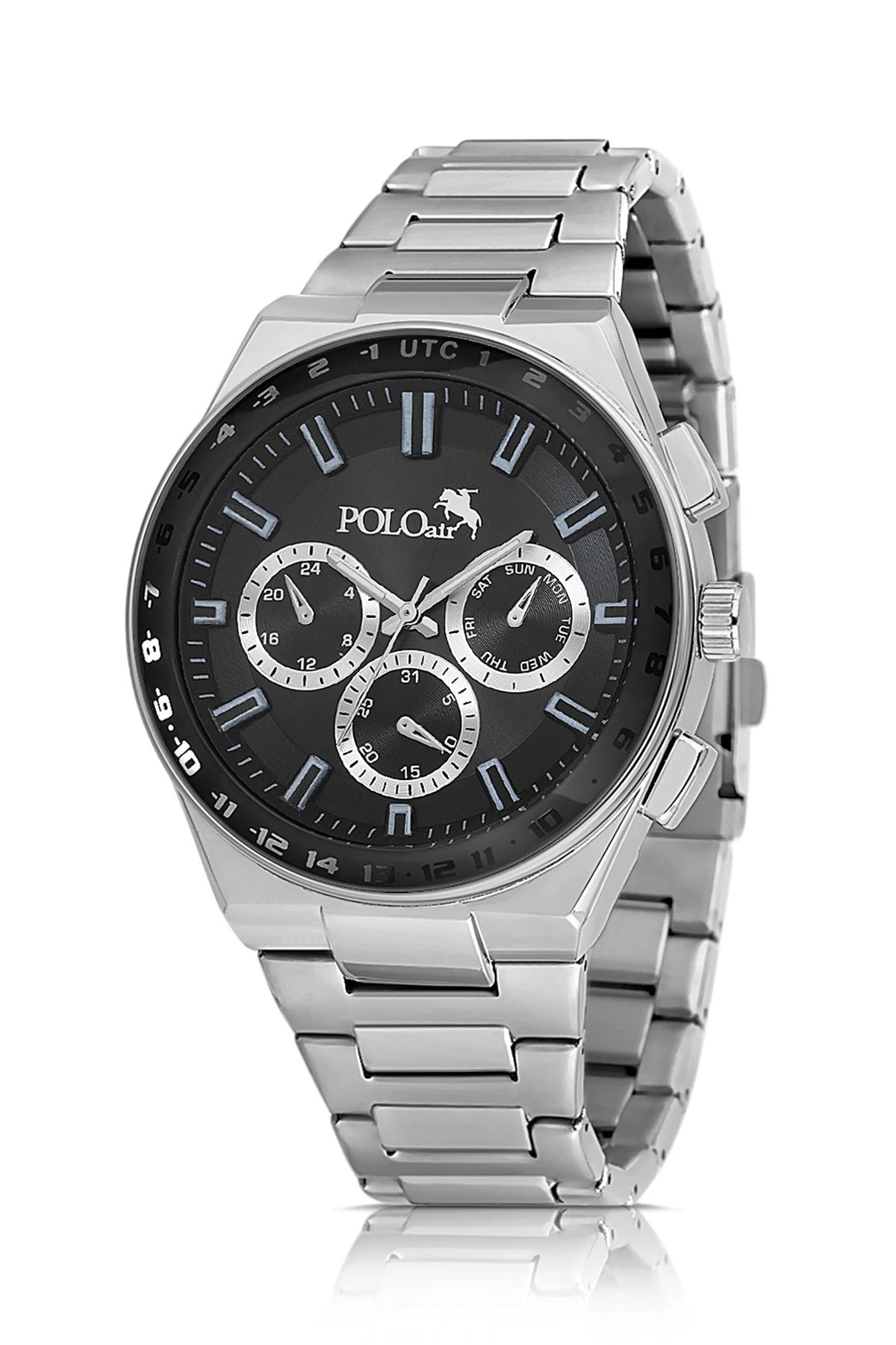Metal Kasa Erkek Kol Saati Gümüş Siyah Renk Pl-0990E3X Siyah-Gümüş Pl-0990E3X