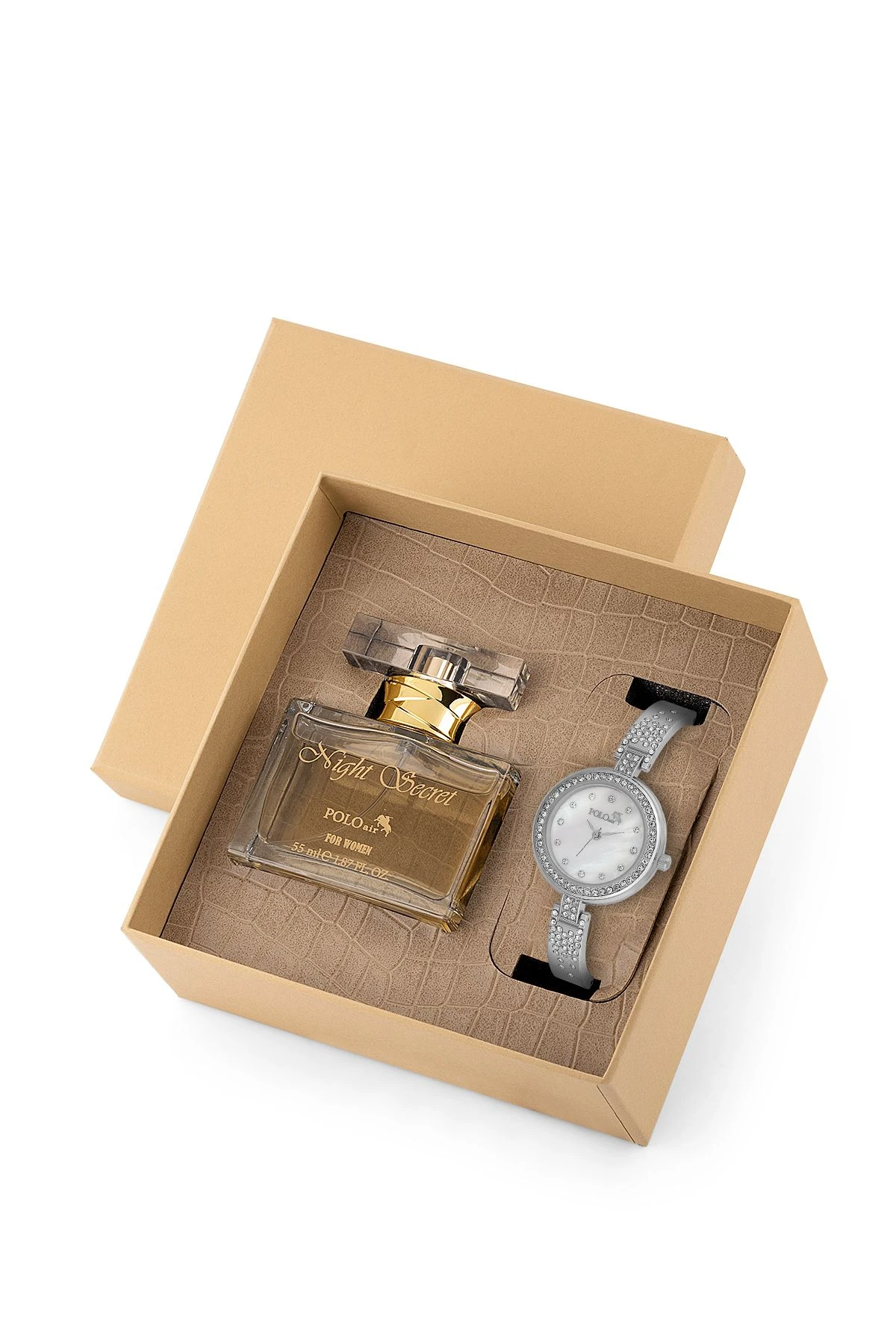 Retro Lüx Taşlı Kadın Kol Saati Ve Parfüm Seti Hediyelik Kutsunda Kombin Gümüş Renk St-2176S2 Gümüş St-2176S2