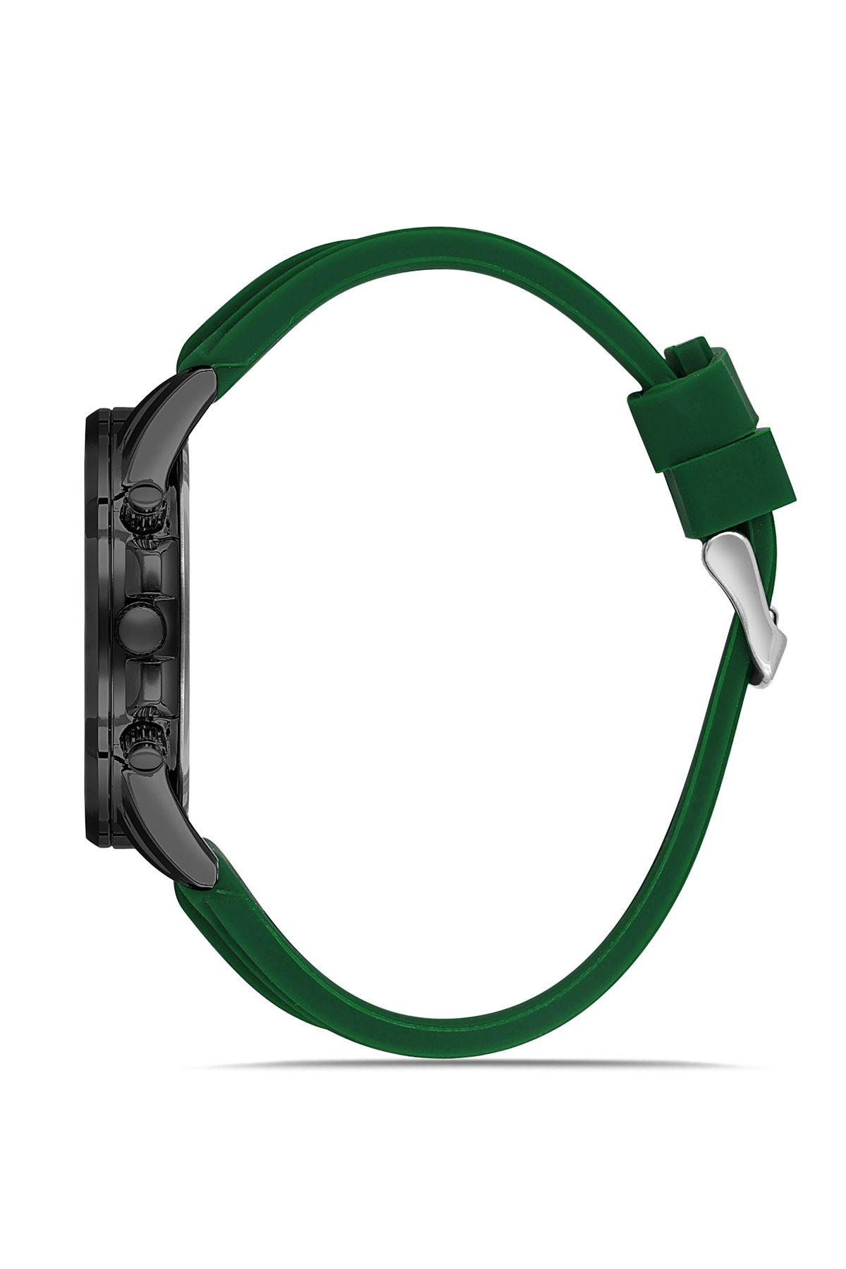 Silikon Kordon Renkli Cam Erkek Kol Saati Koyu Yeşil Siyah Renk Pl-0986E5X Koyu Yeşil-Siyah Pl-0986E5X