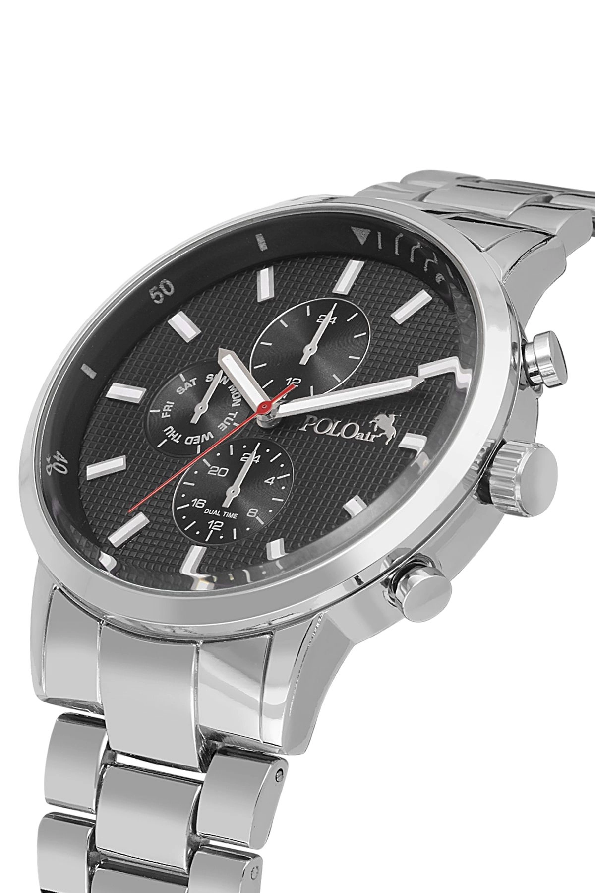 Spor Metal Erkek Kol Saati Gümüş Siyah Renk Pl-0998E3X Siyah-Gümüş Pl-0998E3X