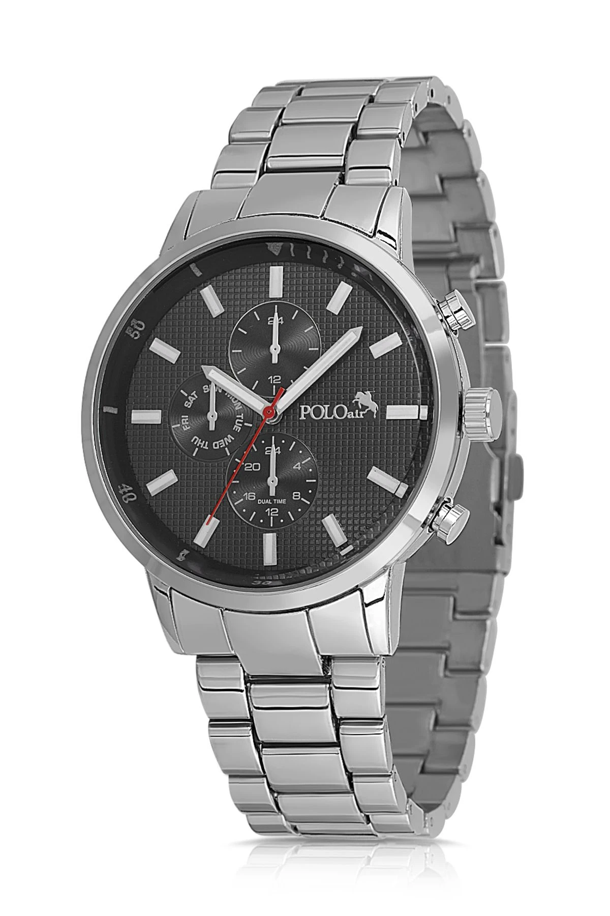 Spor Metal Erkek Kol Saati Gümüş Siyah Renk Pl-0998E3X Siyah-Gümüş Pl-0998E3X