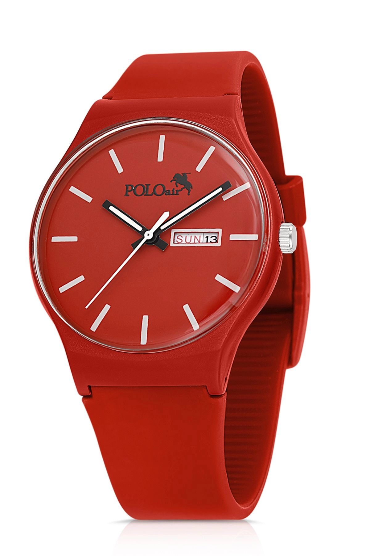 Spor Unisex Silikon Kordon Gün Ay Takvimli Kol Saati Kırmızı Renk Pl-1555B4X Kırmızı Pl-1555B4X