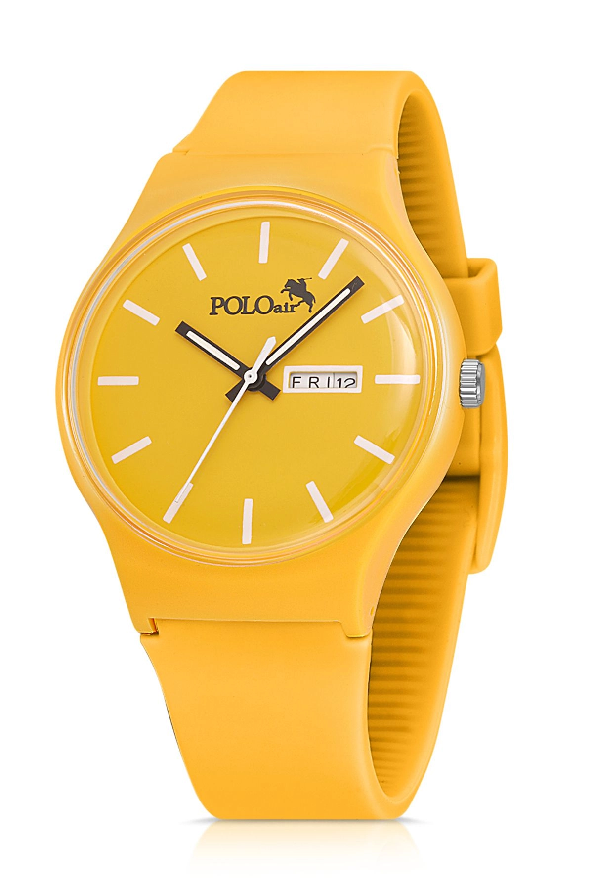 Spor Unisex Silikon Kordon Gün Ay Takvimli Kol Saati Sarı Renk Pl-1555B7X Sarı Pl-1555B7X