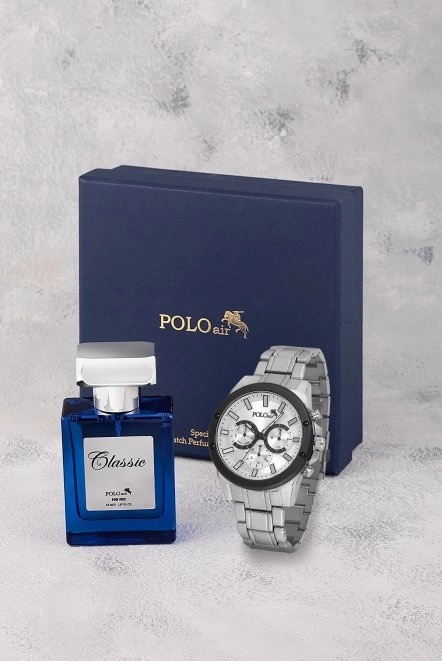 Erkek Kol Saati 55Ml Parfüm Hediyelik Kutusunda Kombin Gümüş Renk Pl-7010E4 Gümüş Pl-7010E4