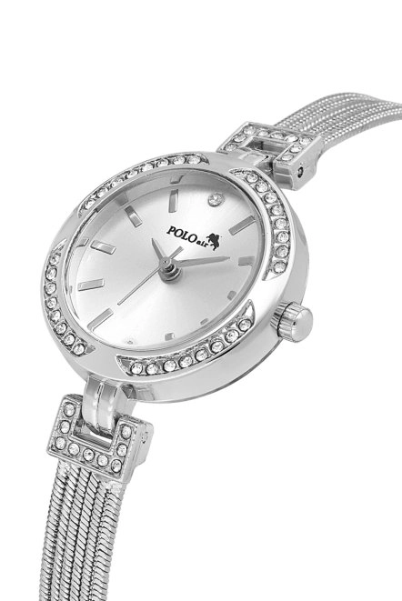 Lüx Taşlı Hasır Metal Kordon Kadın Kol Saati Gümüş Renk Pl-1547B2X Gümüş Pl-1547B2X