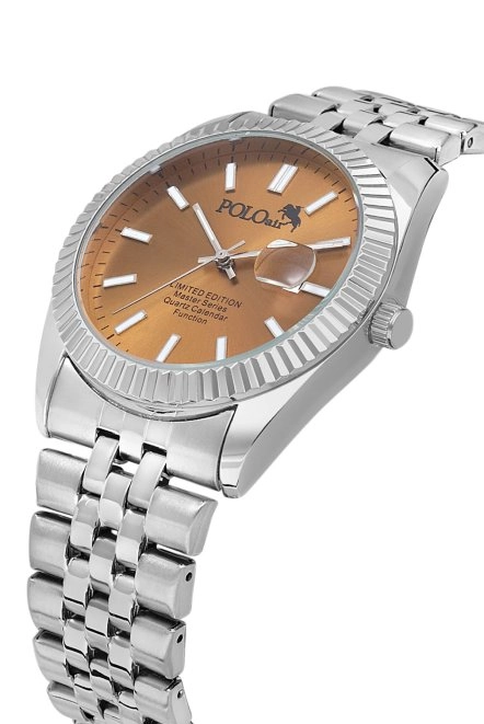 Mercek Takvimli Metal Kasa Erkek Kol Saati Gümüş Kahve Renk Pl-0988E4X Kahverengi-Gümüş Pl-0988E4X 