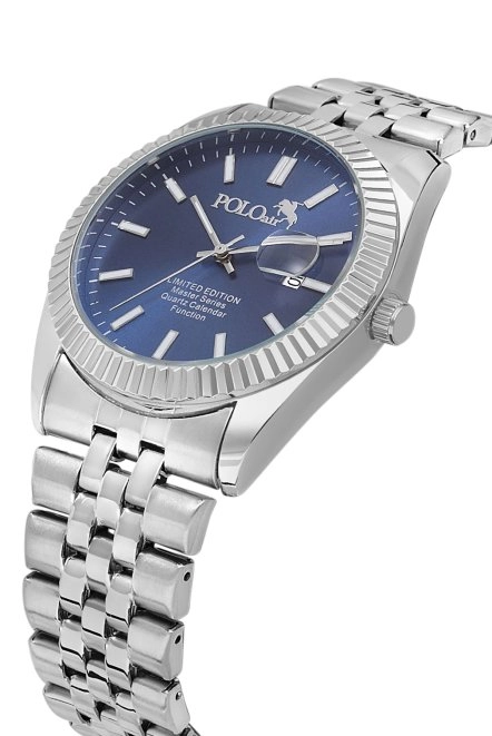 Mercek Takvimli Metal Kasa Erkek Kol Saati Gümüş Lacivert Renk Pl-0988E2X Lacivert-Gümüş Pl-0988E2X