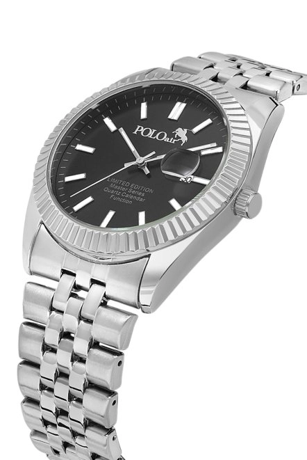 Mercek Takvimli Metal Kasa Erkek Kol Saati Gümüş Siyah Renk Pl-0988E1X Siyah Pl-0988E1X