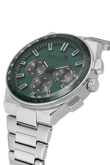 Metal Kasa Erkek Kol Saati Gümüş Koyu Yeşil Renk Pl-0990E4X Koyu Yeşil-Gümüş Pl-0990E4X