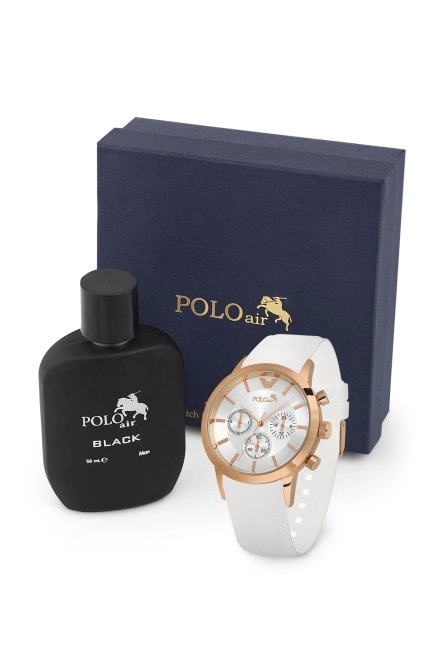 Silikon Erkek Kol Saati Ve Parfüm Seti Hediyelik Kutusunda Kombin Beyaz Bakır Renk Pl-7002E5 Beyaz-Bakır Pl-7002E5