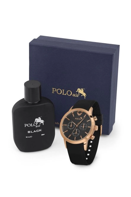 Silikon Erkek Kol Saati Ve Parfüm Seti Hediyelik Kutusunda Kombin Siyah Bakır Renk Pl-7002E6 Siyah-Bakır Pl-7002E6