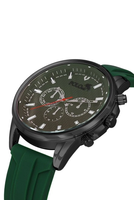 Silikon Kordon Renkli Cam Erkek Kol Saati Koyu Yeşil Siyah Renk Pl-0986E5X Koyu Yeşil-Siyah Pl-0986E5X