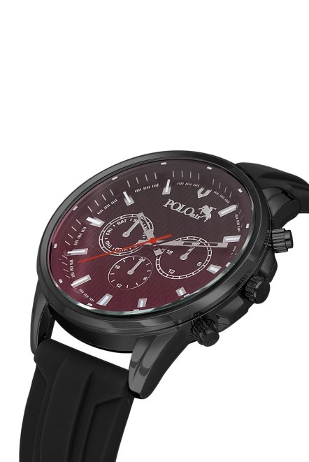 Silikon Kordon Renkli Cam Erkek Kol Saati Siyah Kırmızı Renk Pl-0986E1X Siyah-Kırmızı Pl-0986E1X