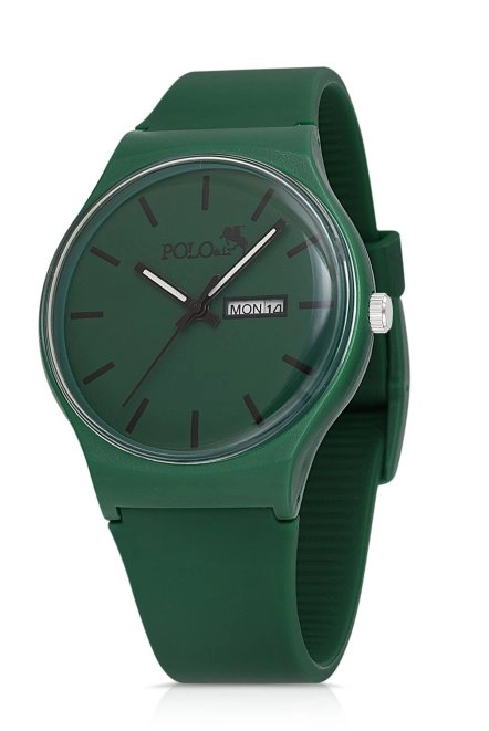 Spor Unisex Silikon Kordon Gün Ay Takvimli Kol Saati Koyu Yeşil Renk Pl-1555B9X Koyu Yeşil Pl-1555B9X