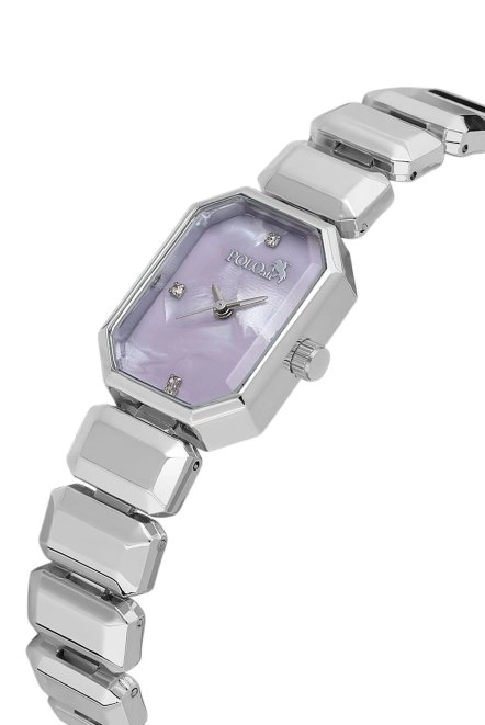 Zarif Dikdörtgen Kasa Ve Kordon Kadın Kol Saati Gümüş Lila Renk Pl-1532B6X Gümüş-Lila Pl-1532B6X