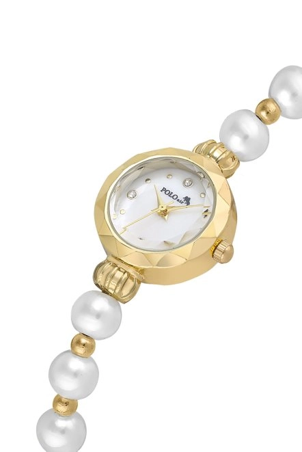 Zarif İnci Görünümlü Kadın Kol Saati Gold Beyaz Renk Pl-1530B1X Gold-Beyaz Pl-1530B1X