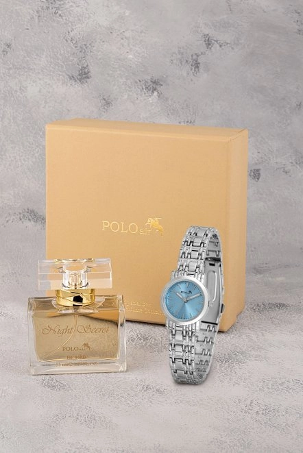 Zarif Kadın Kol Saati Ve Parfüm Seti Hediyelik Kutusunda Kombin Gümüş Mavi Renk St-2177S5 Mavi-Gümüş St-2177S5