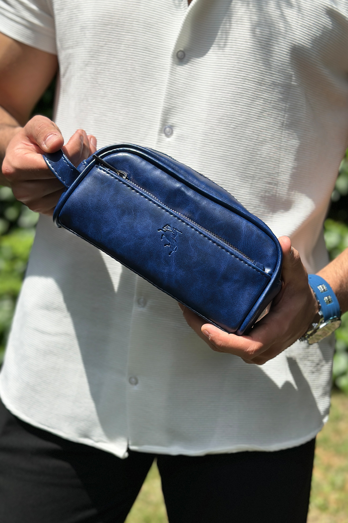 Erkek Kol Saati Cüzdan Kemer Kartlık Çakmak El Çanta Kombin Set Gümüş Lacivert Renk Pl-7082E2 Lacivert Pl-7082E2